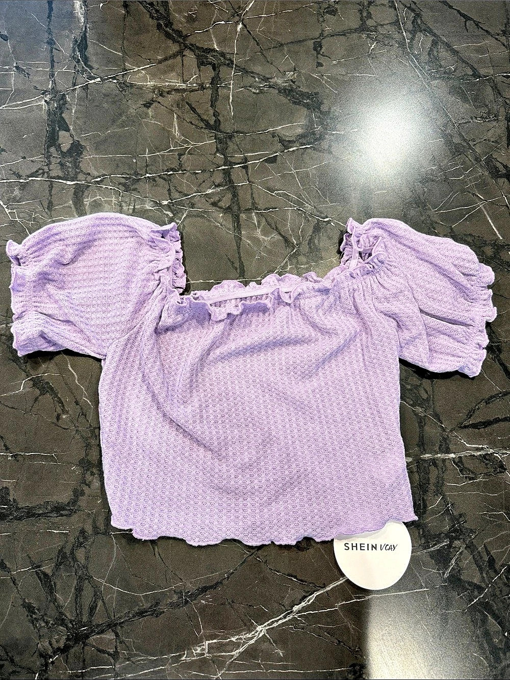 SHEIN Purple Short Sleeve Crop Top